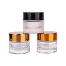 hot sale 10g round empty glass cream jar with black lid cosmetic refillable empty glass container
